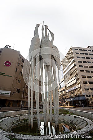 The Balaka Chattar is a renowned sculpture at the countryâ€™s business hub at Motijheel Editorial Stock Photo
